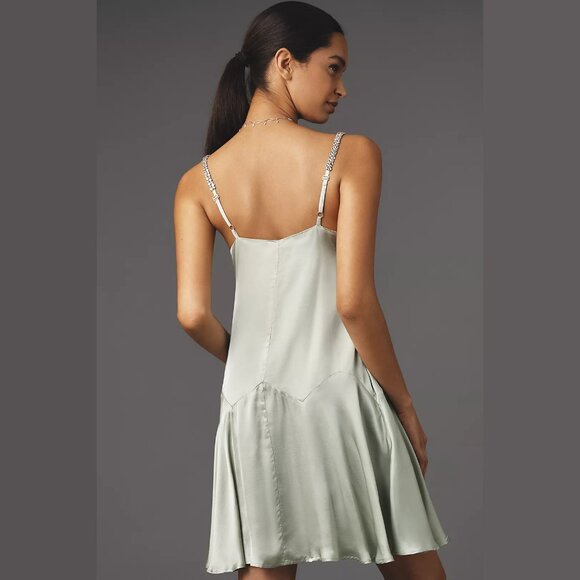 NEW Size M, Corey Lynn Calter Bow Strap Silky Mini Dress - Green - Picture 5 of 5